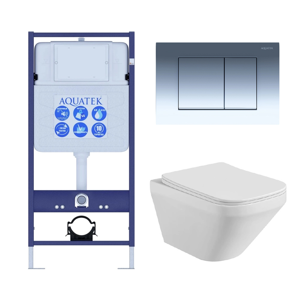 Комплект инсталляции 4 в 1 Aquatek Лира-010 рама Standard INS-0000012 и унитаз AQ1155-00 ЛИРА-010 4в1