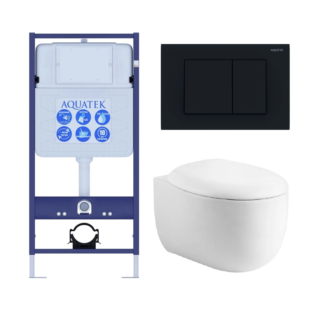 Комплект инсталляции 4 в 1 AQUATEK Альтаир (рама Standard INS-0000012, кнопка KDI-0000012, унитаз AQ1980-00) cm-012