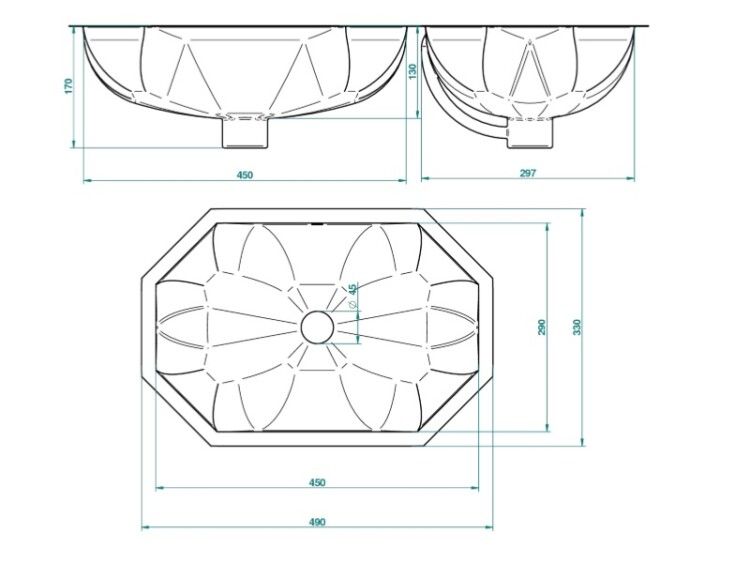 Раковина THG Metal Basin 490x330x170 мм встраиваемая цвет золото GB2F014BP