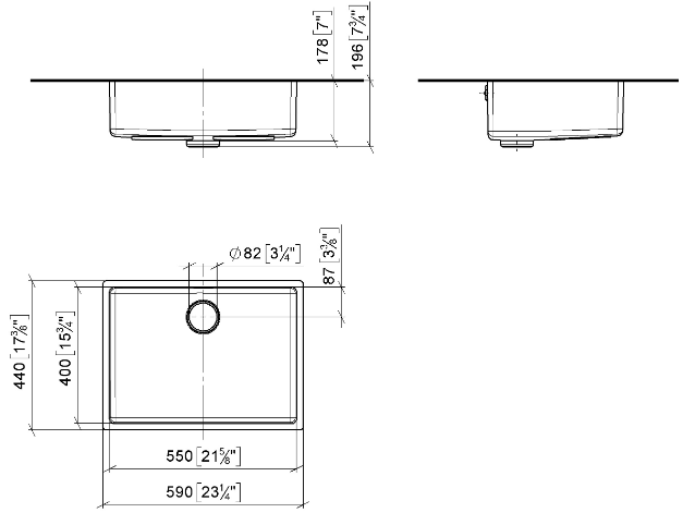 Мойка Dornbracht 590x440x196 мм встраиваемая нержавеющая сталь 8550000486