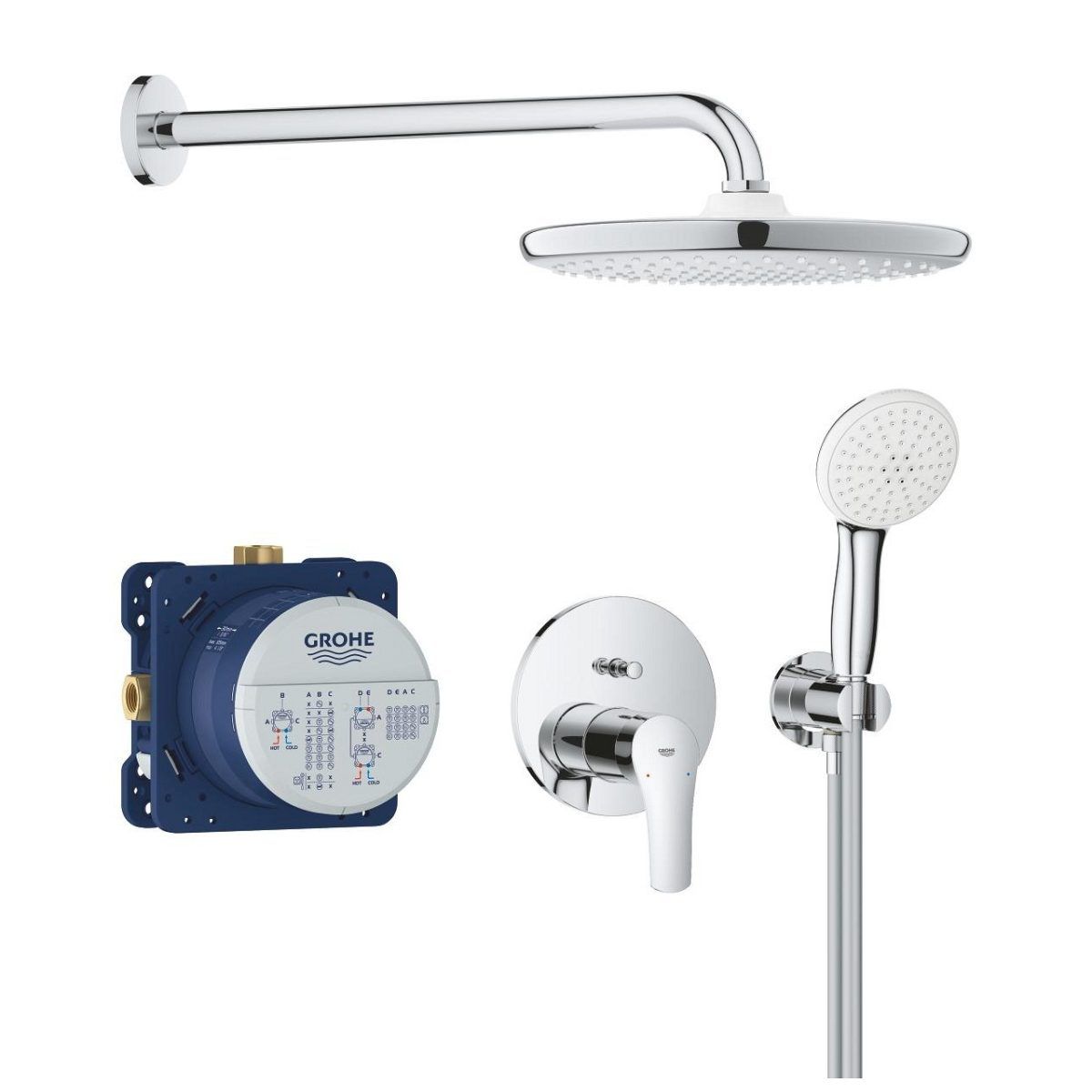 Душевой набор GROHE Eurosmart с верхним душем Tempesta 250 хром 25288000