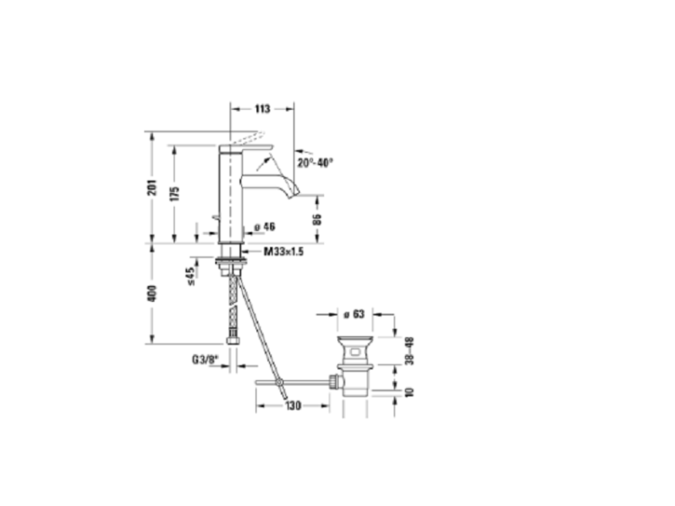 Смеситель для раковины Duravit C.1 M черный матовый C11020001046
