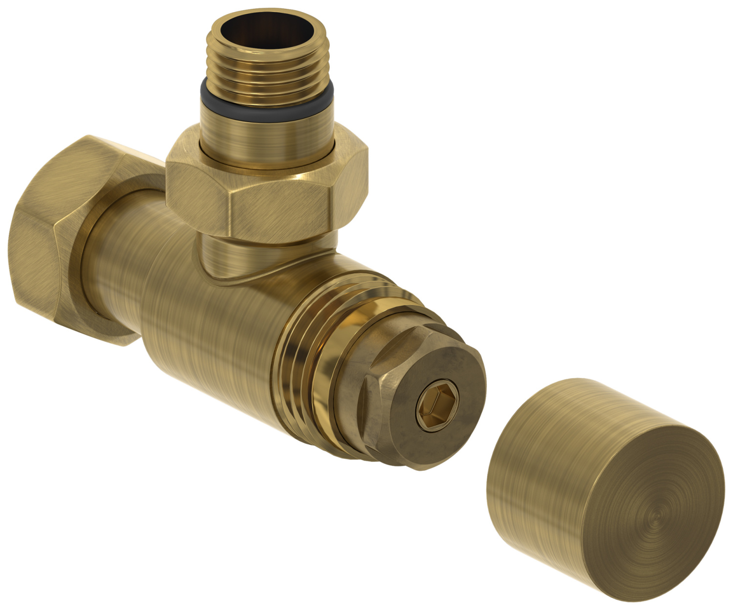 Вентиль регулирующий угловой Сунержа G 1/2 x G 3/4 состаренная латунь брашированная 051-1404-1234