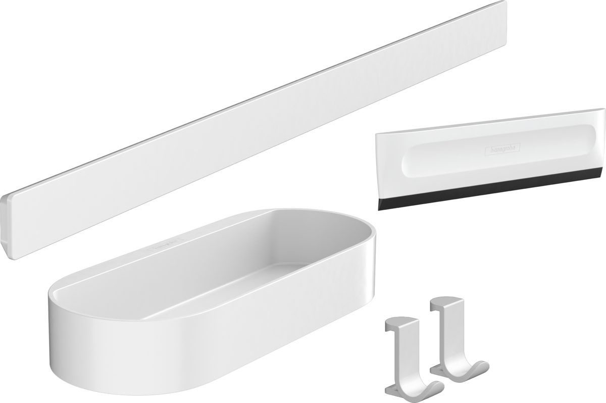 Набор аксессуаров Hansgrohe WallStoris штанга, корзина, скребок, крючок, белый матовый 27967700