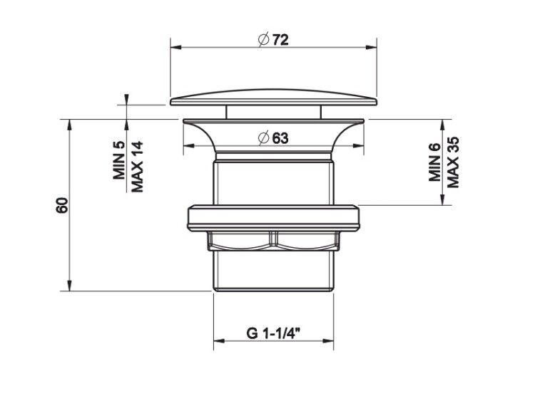 Донный клапан Gessi Technical Accessories 1 1/4 свободного слива без перелива Finox 01376149