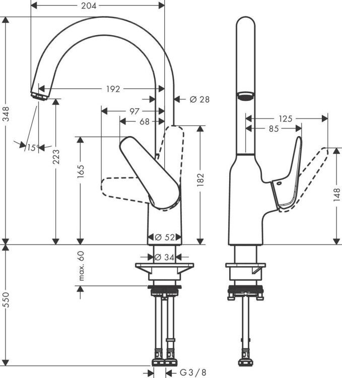 Смеситель для кухни Hansgrohe Focus M42 однорычажный, цвет сталь 71802800