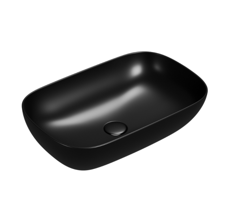 Раковина Globo T-EDGE 600x380x160 мм накладная без отверстий для смесителя цвет черный матовый B6R60AR