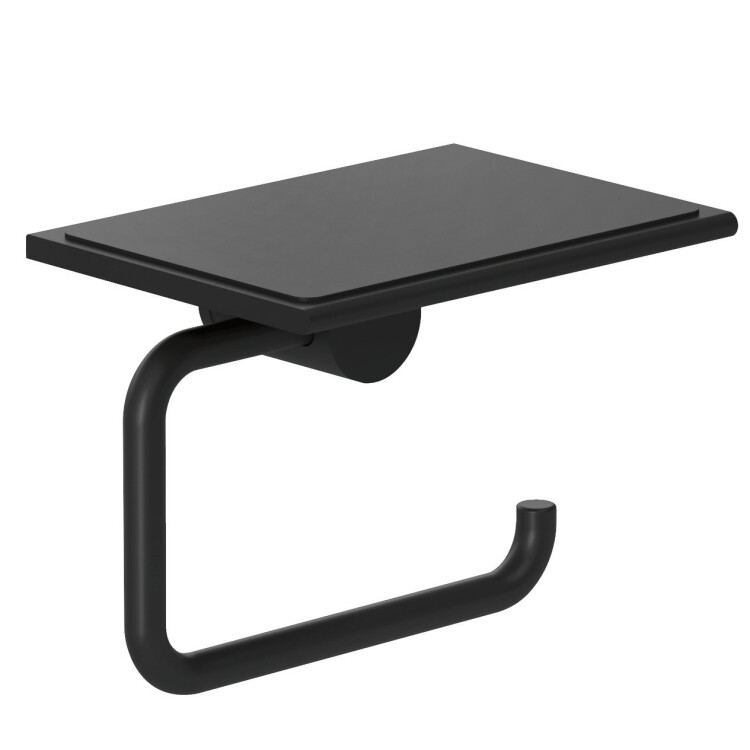 Бумагодержатель Kludi VELA R с полкой без крышки 139х100х111 мм черный матовый 5897139