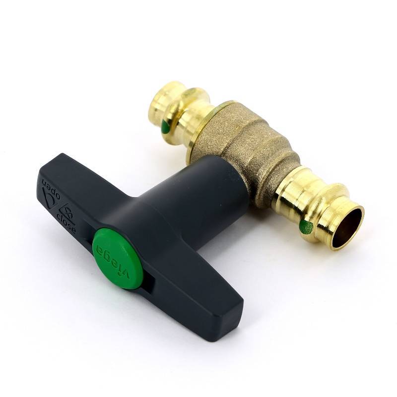 Кран шаровой Viega Easytop 15 пресс бронза SC-Contur высокая Т-образная ручка 746377