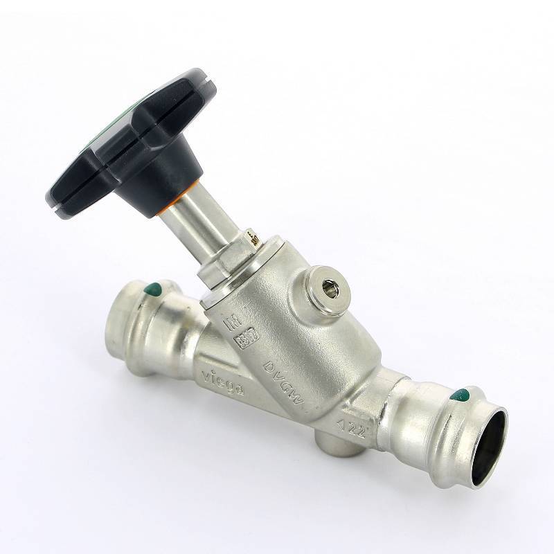 Вентиль наклонный пресс Viega Easytop Inox 22 мм нержавеющая сталь 757878