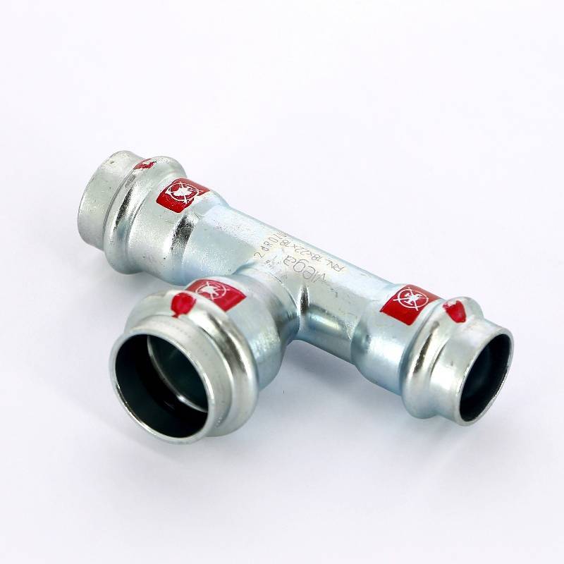 Тройник пресс Viega Prestabo оцинкованная сталь 18х22х18 мм 558864