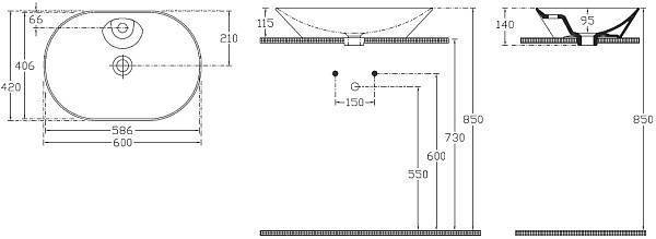 Раковина накладная Allen Brau Fantasy 60 см белый 4.11020.20