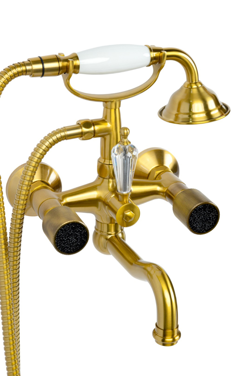 Смеситель для ванны Boheme Royal Cristal с душевым комплектом бронза 313-Royal/CRST black