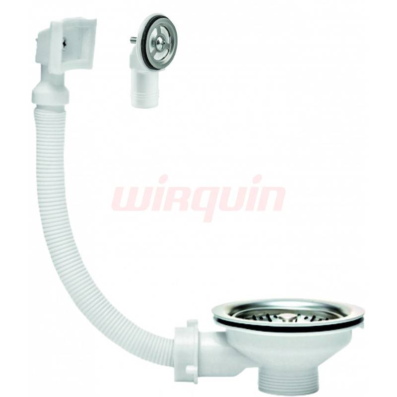 Выпуск для мойки Wirquin 90 мм с круглым и прямоугольным переливом 30987086