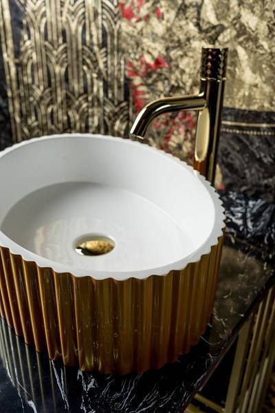 Раковина мебельная Boheme Monaco 50х35х14 см овальная золото 878-G