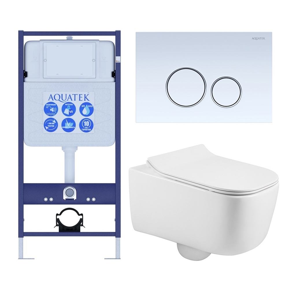 Комплект инсталляции 4 в 1 Aquatek Лугано-015 рама Standard INS-0000012 и унитаз AQ2002-00 ЛУГАНО-015 4в1