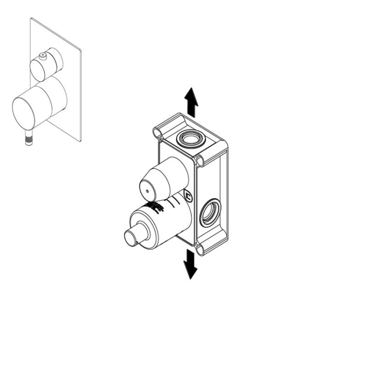Внутренняя часть однорычажного смесителя для ванны и душа Ritmonio PM0020M