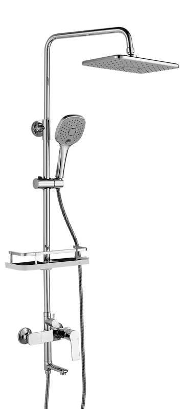 Душевая система Rossinka Silvermix RS27-46 с изливом и верхней лейкой Тропический дождь RS27-46