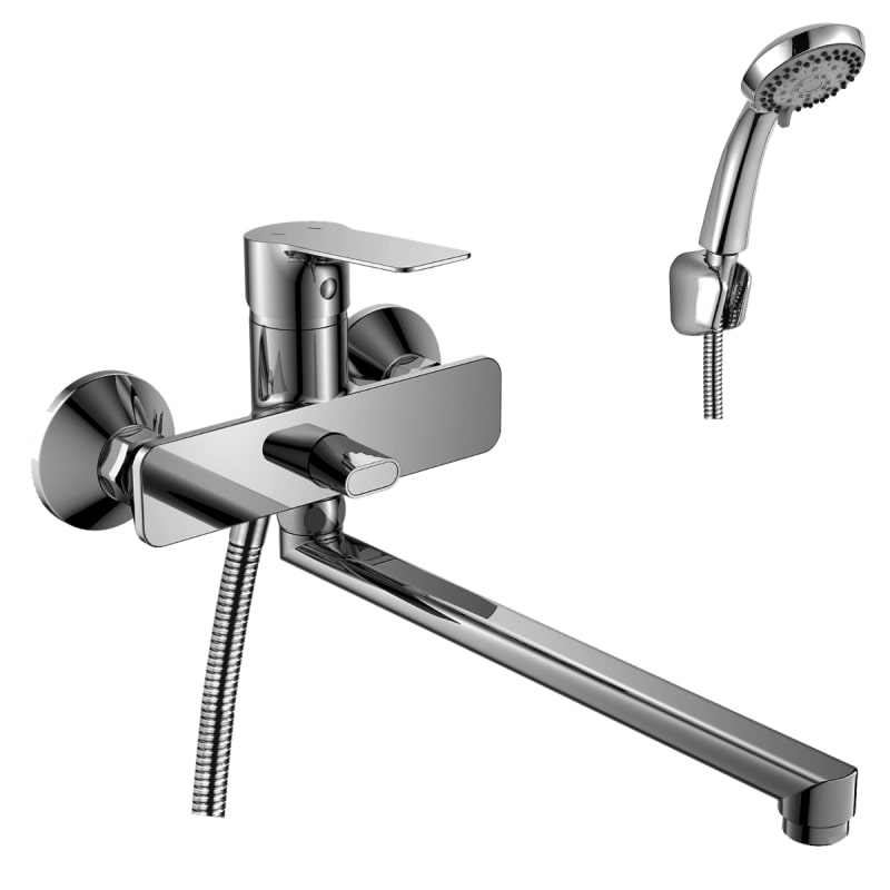 Смеситель для ванны Rossinka Silvermix RS27-33 с плоским изливом 350 мм хром RS27-33