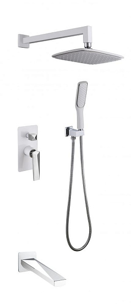 Смеситель для ванны Boheme Venturo встраиваемый с изливом белый глянцевый/хром 374-W-2