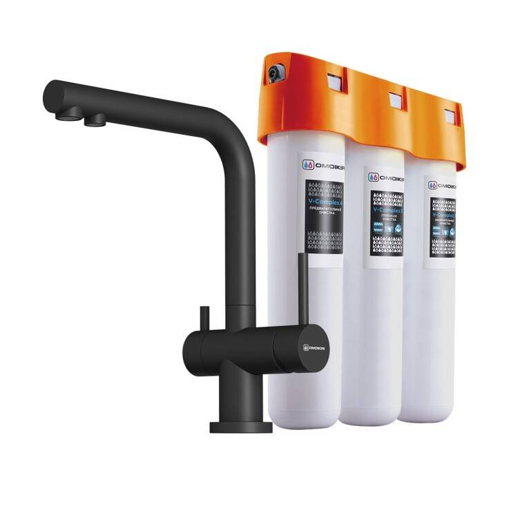 Смеситель для кухни OMOIKIRI Nagano-P черный с водоочистителем PURE DROP Lite 40478028P