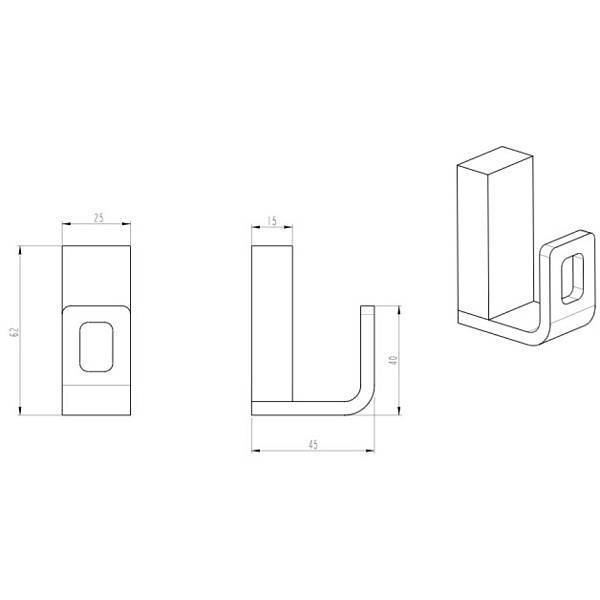 Крючок для ванной подвесной Boheme Q антрацит глянцевый 10946-SGM