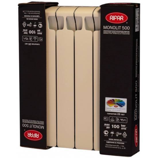 Радиатор биметаллический RIFAR Monolit 500 6 секций боковое подключение капучино R-MN-500-06