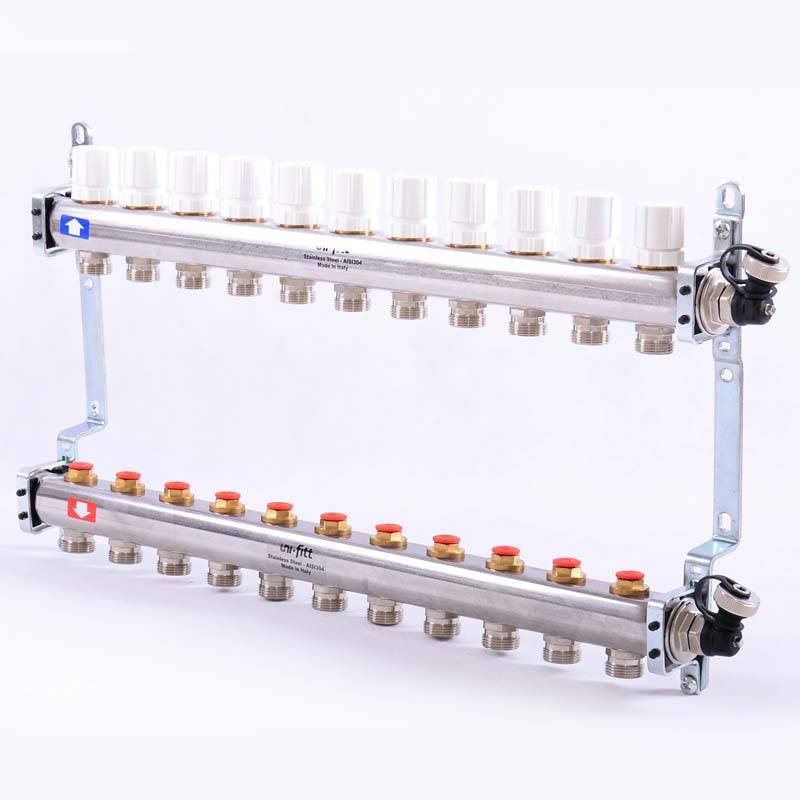Коллекторная группа из нержавеющей стали Uni-Fitt 315S с регулировочными и термостатическими вентилями 1 x 3/4 EK 11 выходов 451I4311