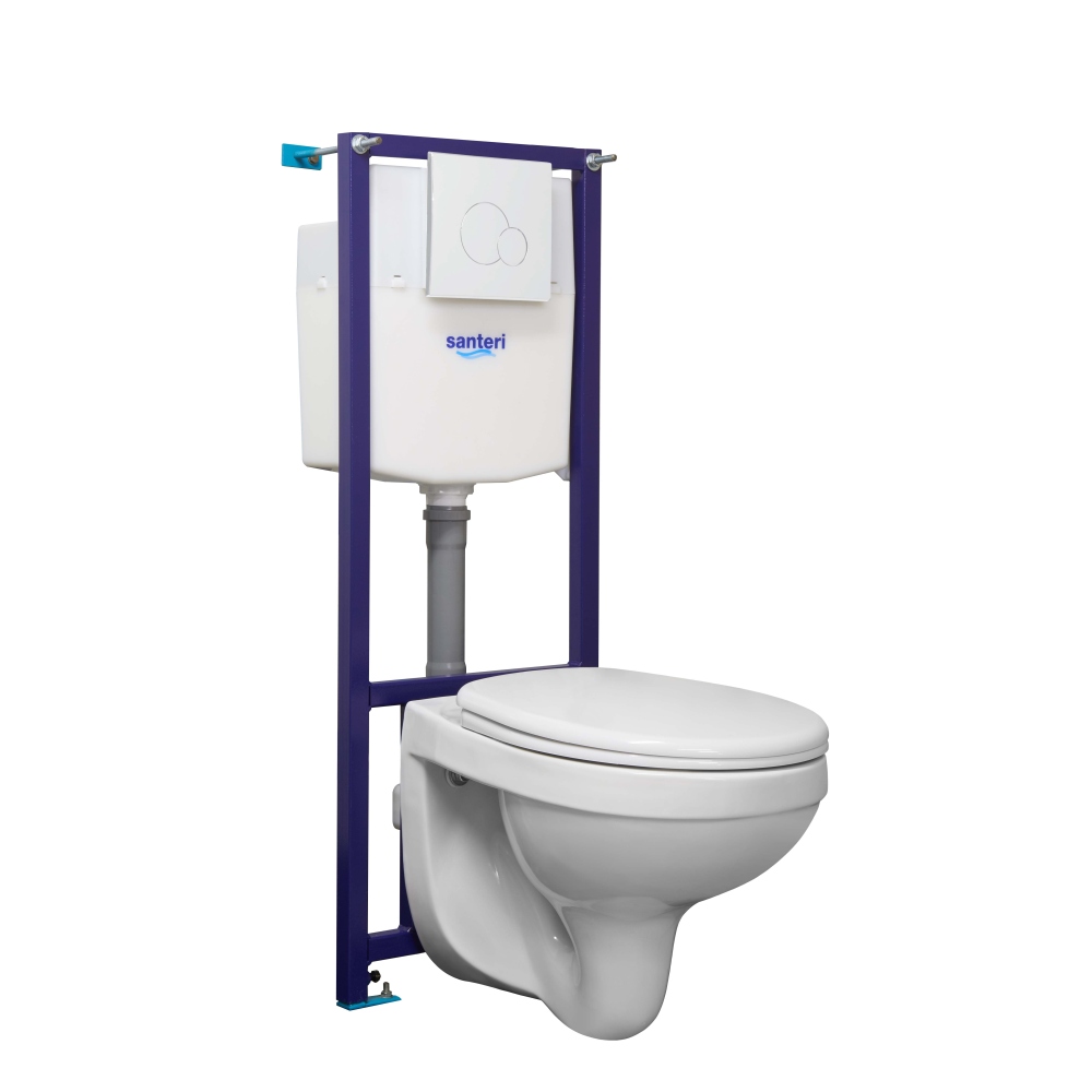 Комплект инсталляция с унитазом Santek Альфа комфорт сиденье микролифт белая панель 1.3816.4.S00.00B.2