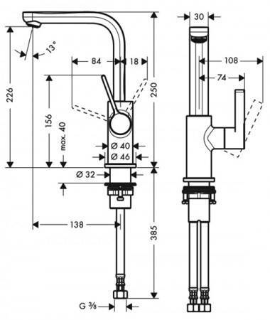Смеситель для раковины Hansgrohe Metris S 100 хром 31161000