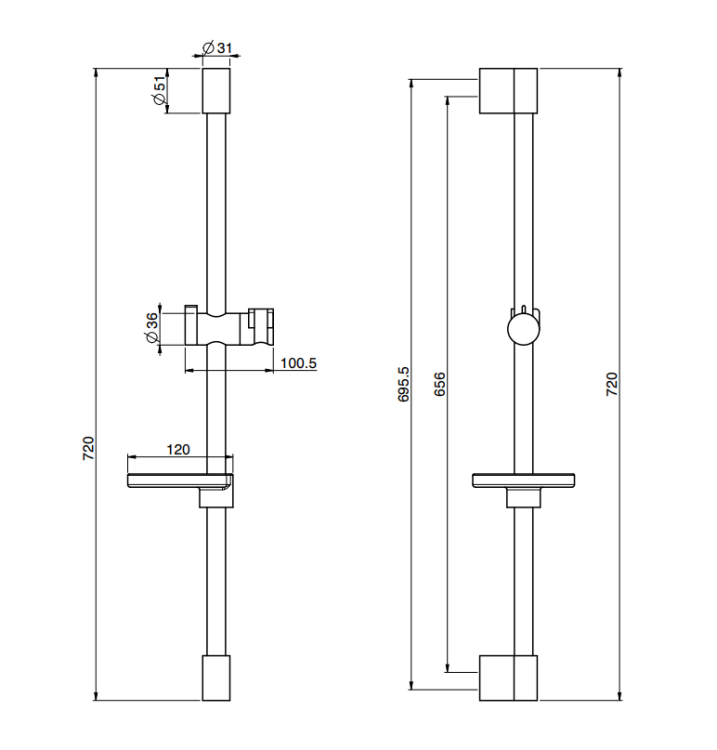 Штанга для душа Fima Carlo Frattini Sliding rail 720 мм с мыльницей белый матовый F26791BS