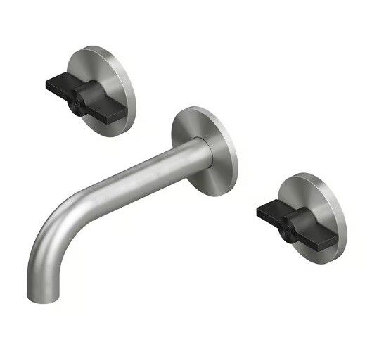 Смеситель для раковины QuadroDesign Valvola01 настенный встраиваемый цвет сталь брашированная/золото черное 1910VASON