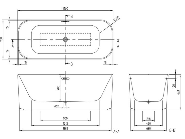 Ванна отдельностоящая Villeroy & Boch Finion 1700x700 мм альпийский белый UBQ177FIN7N100V401