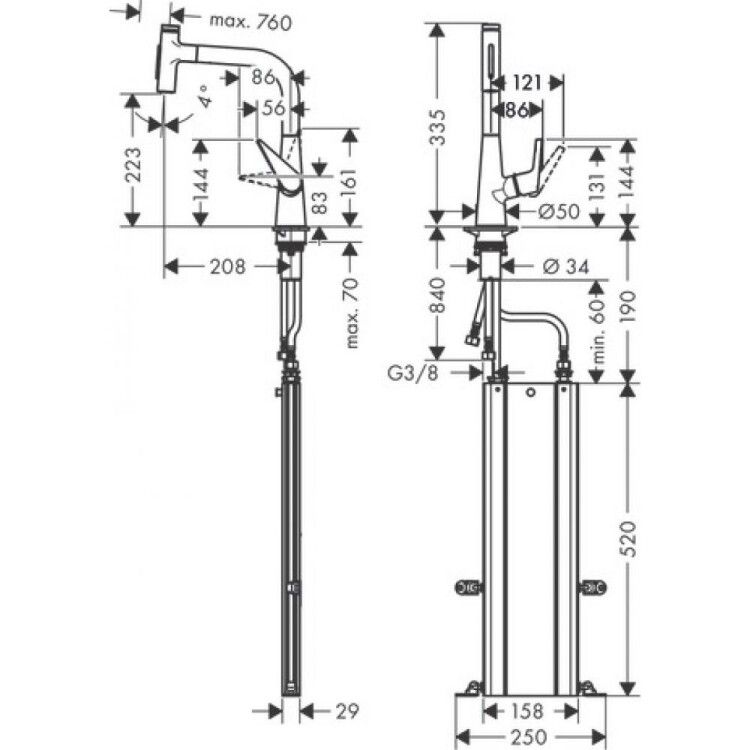 Смеситель для кухни Hansgrohe Talis Select M51 с sBox цвет сталь 73868800