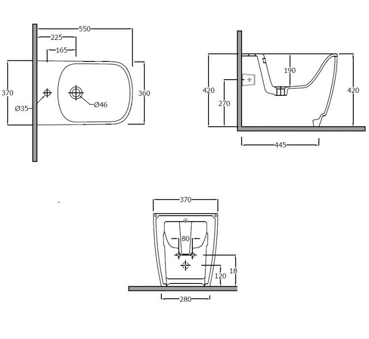 Биде напольное Kludi RESA S 370x550x420 мм серо-бежевый матовый 27BIB01O2