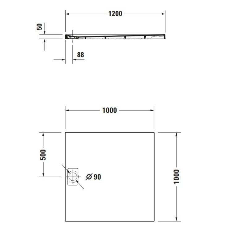 Душевой поддон Duravit Stonetto 1200x1000x50 мм антрацит 720168680000000