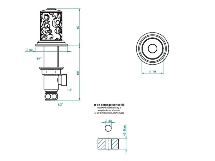 Вентиль THG Froufrou 1/2 на борт цвет золото G2NF0135