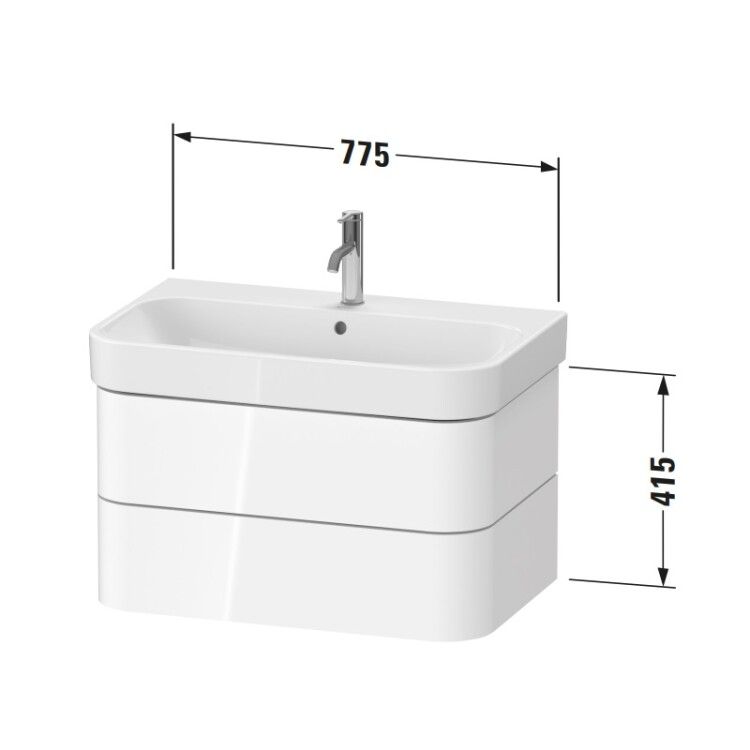Тумба под раковину Duravit Happy D.2 Plus 775x490x415 мм подвесная белая HP4387022220000