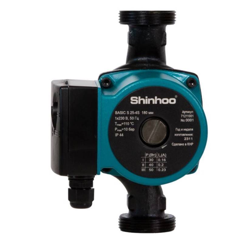 Насос циркуляционный Shinhoo BASIC S 25-8S 180 мм с гайками 71211003