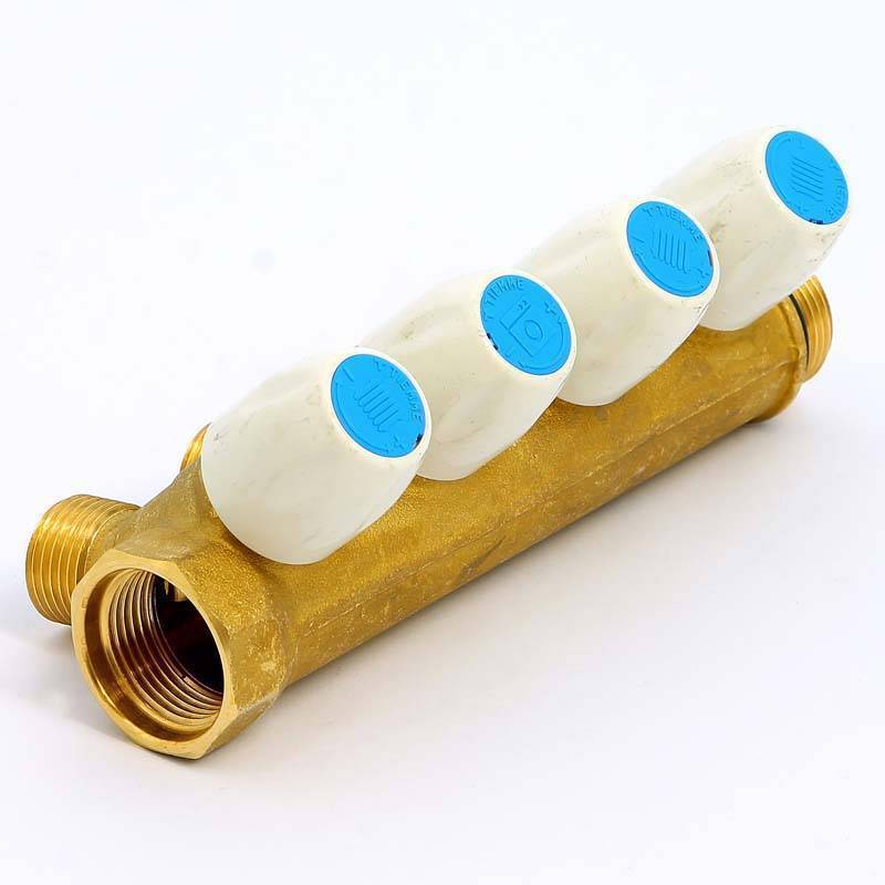 Коллектор с вентилями Tiemme 3/4х1/2 4 выхода 36 мм 1860027