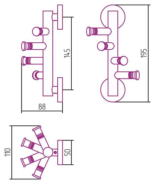 Держатель полотенец фиксированный Сунержа Веер-4 11x8.8x19.6 см L 85 золото 03-3009-4085