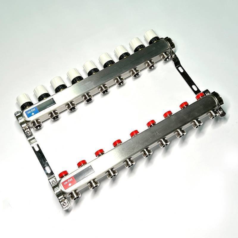 Коллекторная группа WATTS HKV-T 1 x 9 выходов 3/4 EK из нержавеющей стали 451W4309