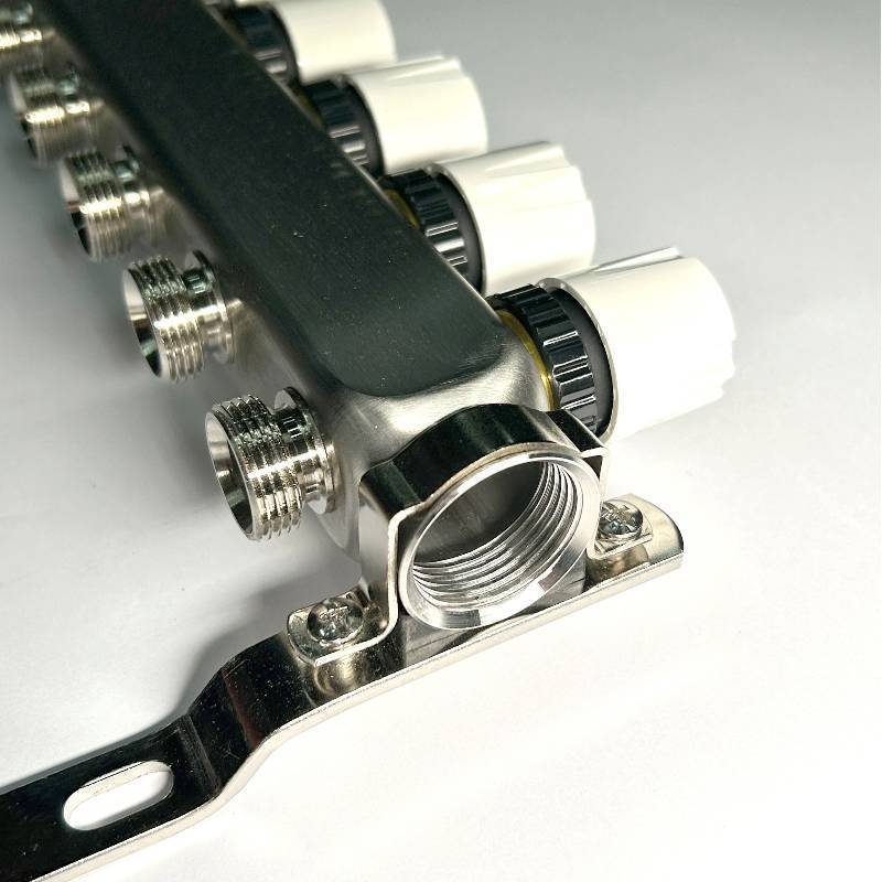 Коллекторная группа STOUT 1 x 11 выходов 3/4 с балансировочными и термостатическими вентилями без концевых групп нержавеющая сталь 451W4311