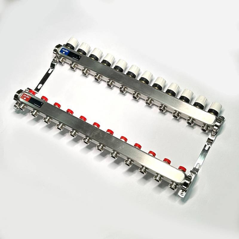 Коллекторная группа 1 x 12 выходов 3/4 STOUT с балансировочными клапанами из нержавеющей стали без концевых групп 451W4312