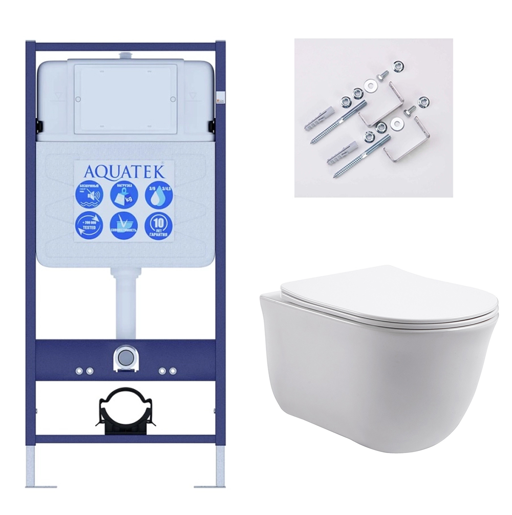 Комплект инсталляция AQUATEK Standard INS-0000012 крепеж KKI-0000002 унитаз КЛАССИК AQ1111-00 КЛАССИК-KKI