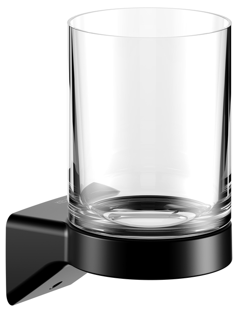 Держатель стакана KEUCO AVENO со стаканом из хрусталя с клеевым комплектом черный матовый 14650379000