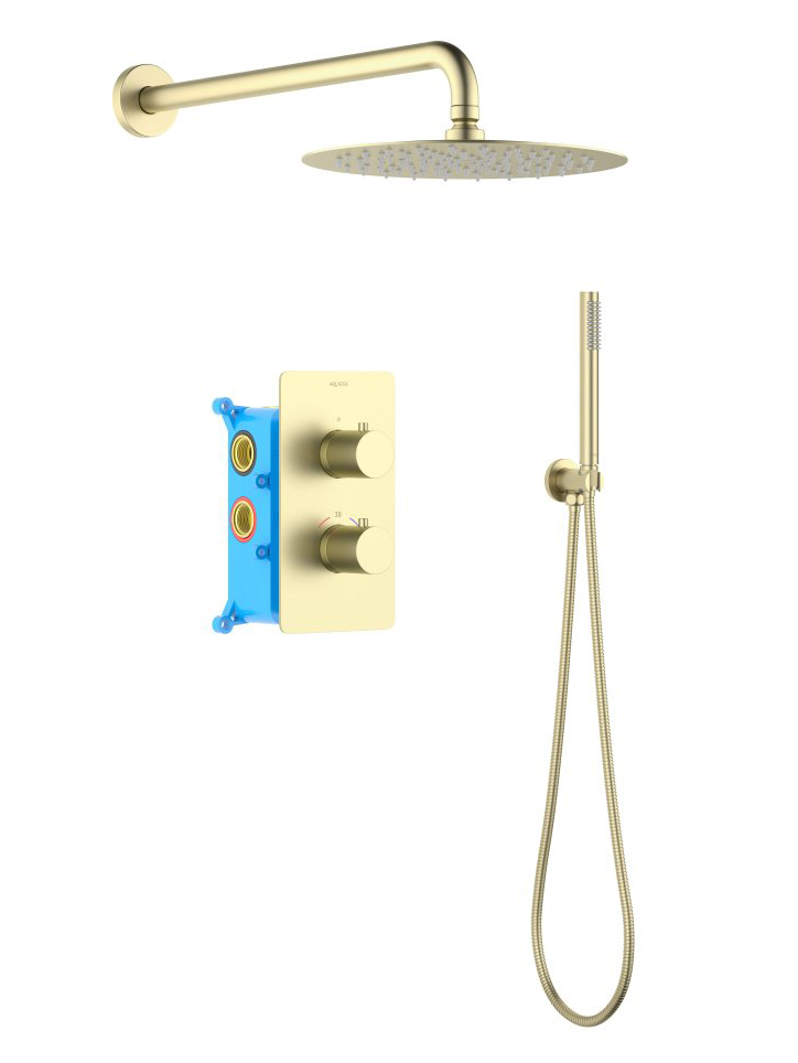 Душевой комплект 3 в 1 Aquanet Европа 2 режима шлифованное золото AQ1376BG