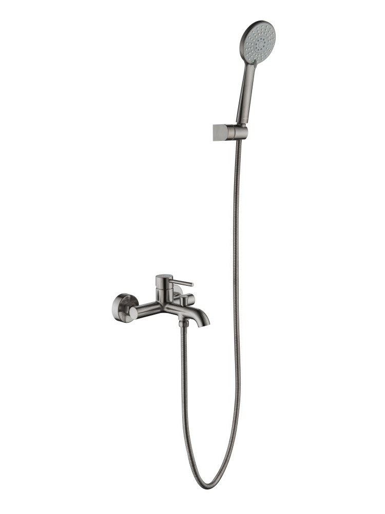 Смеситель для ванны Aquanet Европа с душевым набором 3jet оружейная сталь AQ1349BGM