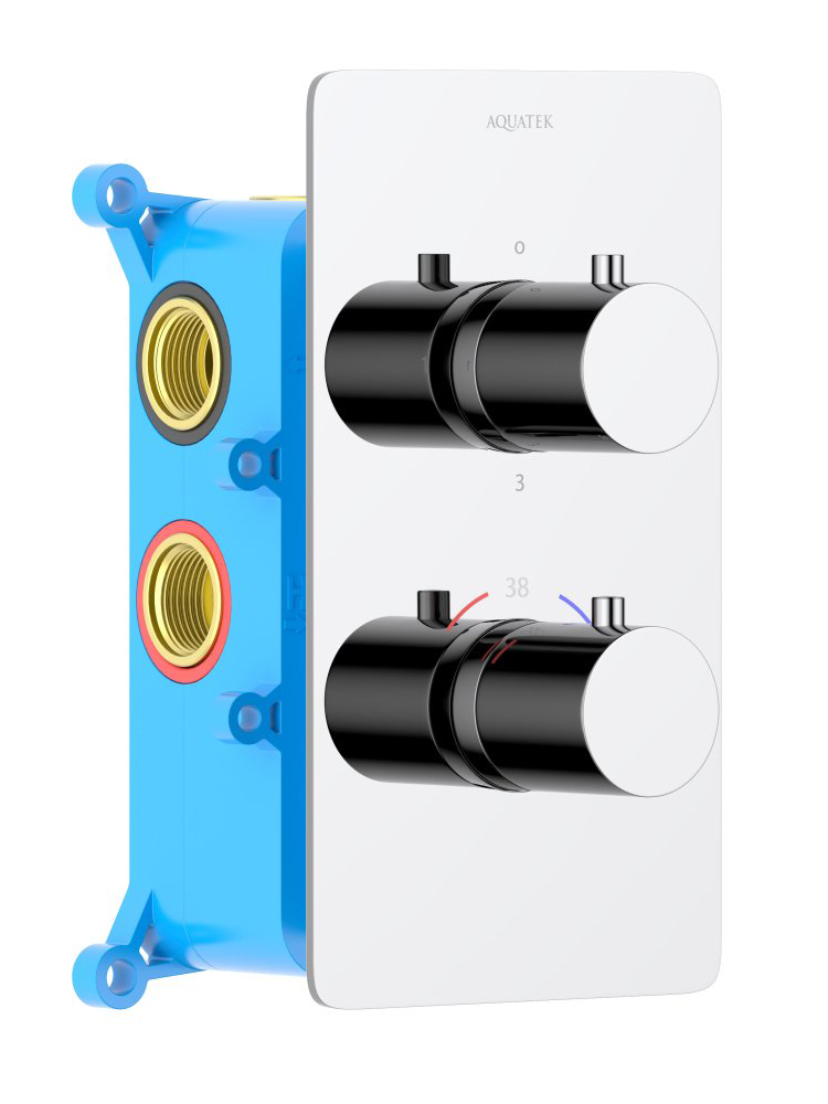Смеситель термостатический для ванны Aquanet Европа 3 режима комплект со скрытой частью хром AQ1393CR
