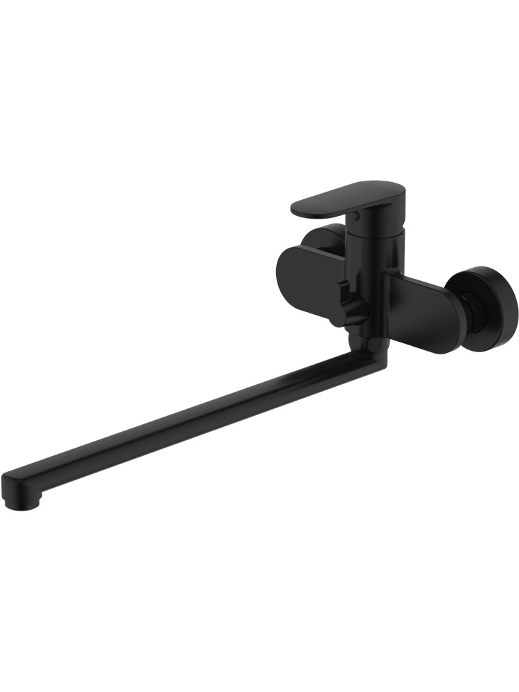 Смеситель для ванны с длинным изливом Aquanet Ника матовый черный AQ1842MB